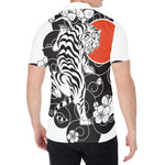 Japanese White Tiger Tattoo Print Men's Shirt