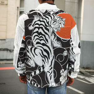 Japanese White Tiger Tattoo Print Men's Shirt Jacket