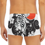 Japanese White Tiger Tattoo Print Men's Short Boxer Briefs