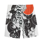 Japanese White Tiger Tattoo Print Men's Sports Shorts