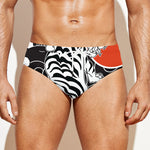 Japanese White Tiger Tattoo Print Men's Swim Briefs