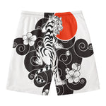 Japanese White Tiger Tattoo Print Men's Swim Trunks