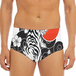 Japanese White Tiger Tattoo Print Men's Triangle Swim Briefs