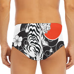 Japanese White Tiger Tattoo Print Men's Triangle Swim Briefs