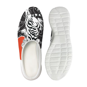 Japanese White Tiger Tattoo Print Mesh Casual Shoes