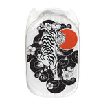 Japanese White Tiger Tattoo Print Mesh Laundry Hamper