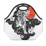 Japanese White Tiger Tattoo Print Neoprene Lunch Bag