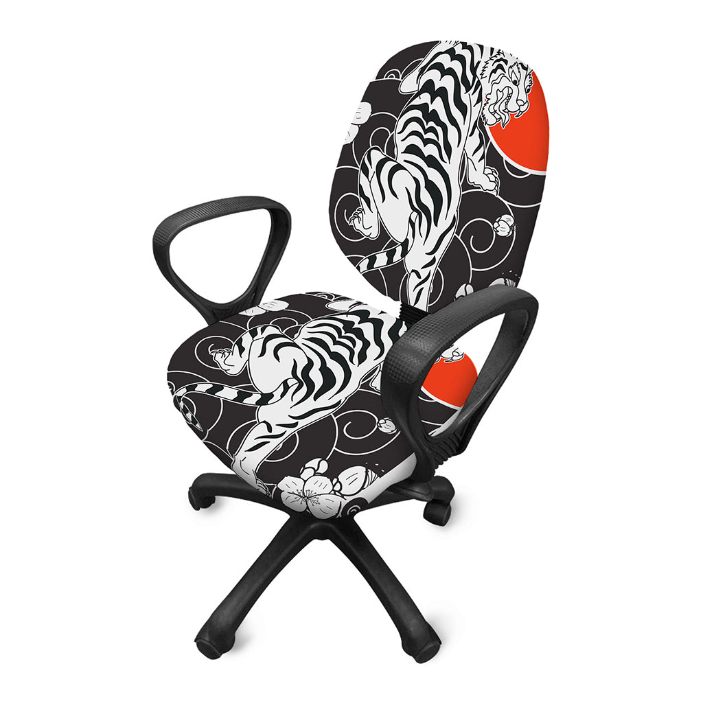 Japanese White Tiger Tattoo Print Office Chair Cover