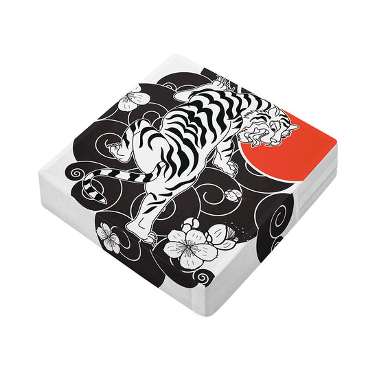 Japanese White Tiger Tattoo Print Outdoor Seat Cushion Cover