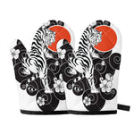 Japanese White Tiger Tattoo Print Oven Mitts