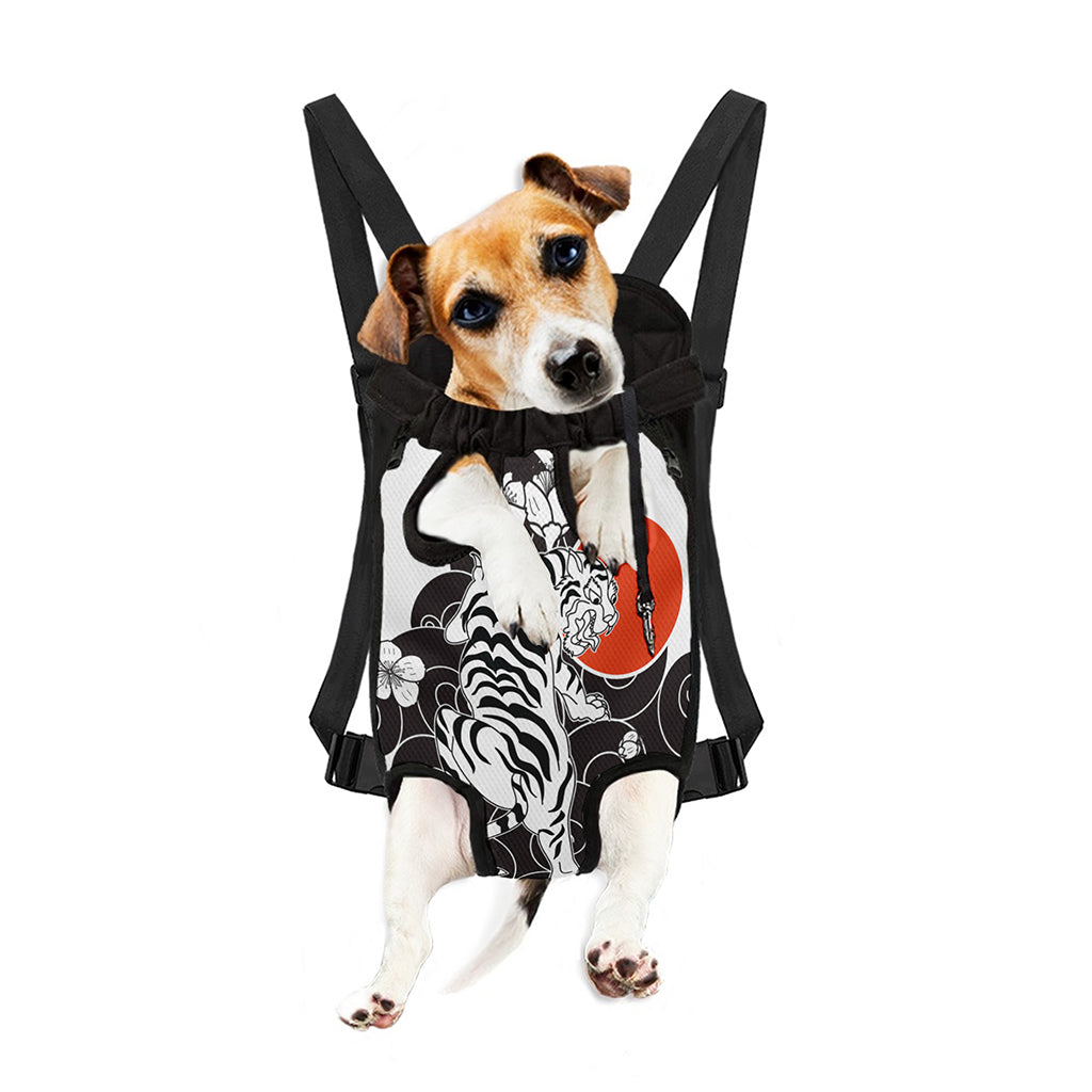 Japanese White Tiger Tattoo Print Pet Carrier Backpack