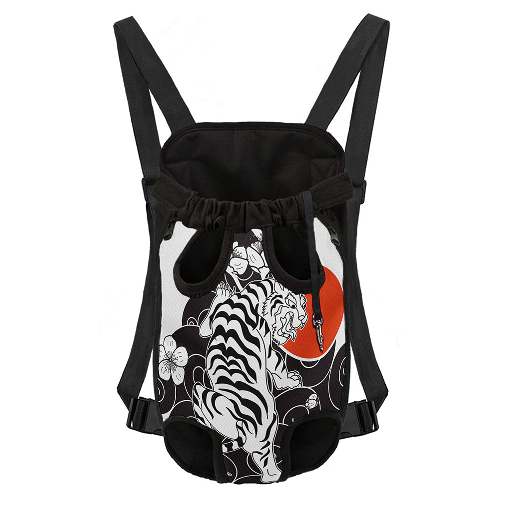 Japanese White Tiger Tattoo Print Pet Carrier Backpack