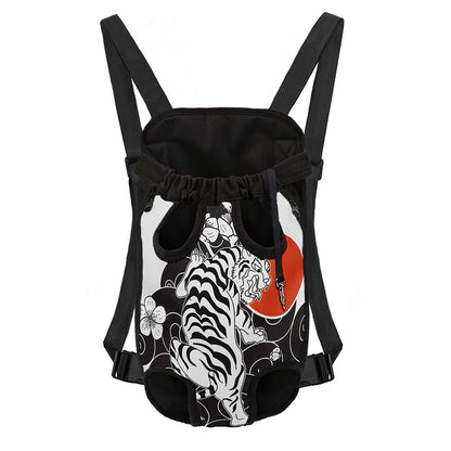 Japanese White Tiger Tattoo Print Pet Carrier Backpack