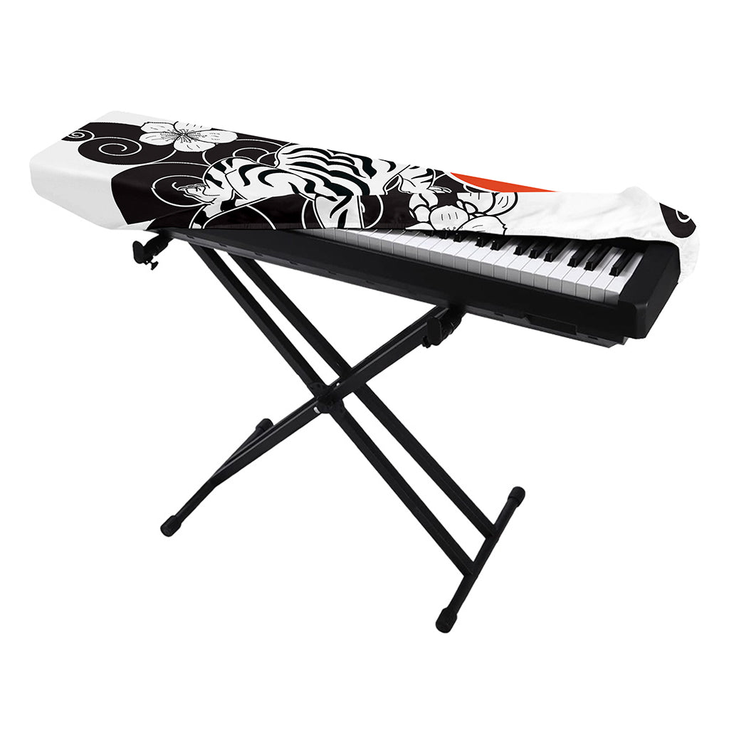 Japanese White Tiger Tattoo Print Piano Keyboard Cover