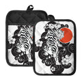 Japanese White Tiger Tattoo Print Pot Holders With Pocket