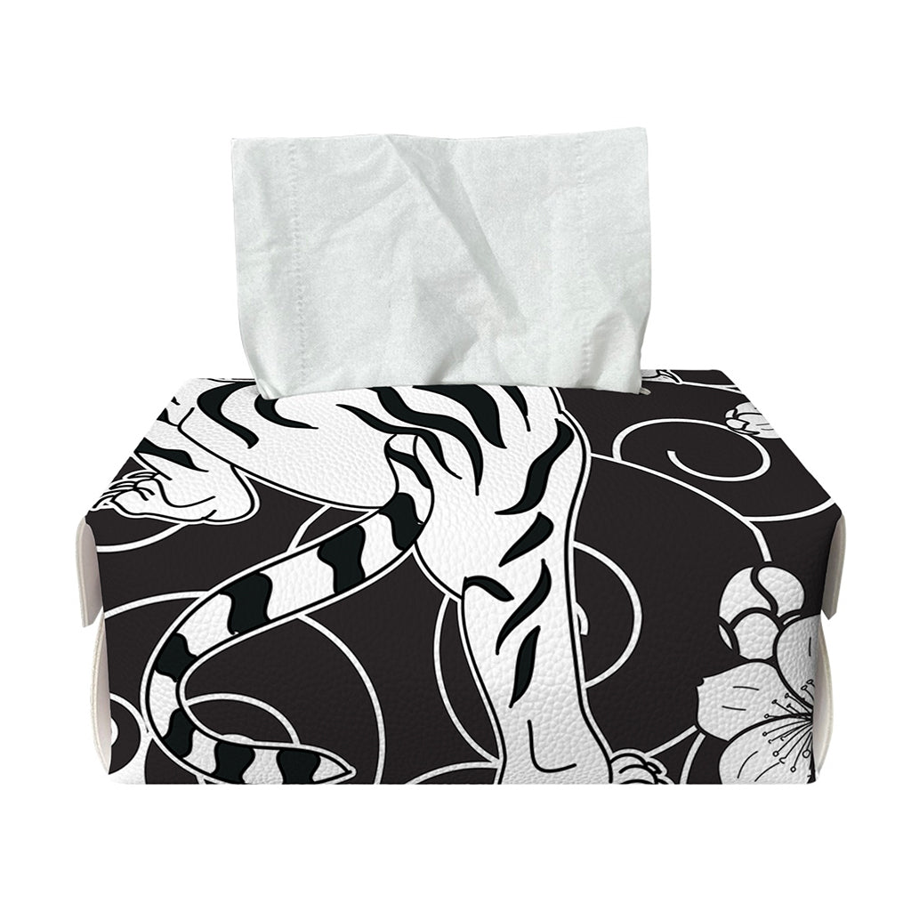 Japanese White Tiger Tattoo Print Rectangle Tissue Box Cover