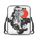 Japanese White Tiger Tattoo Print Rectangular Crossbody Bag