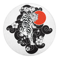 Japanese White Tiger Tattoo Print Round Blanket
