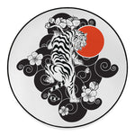 Japanese White Tiger Tattoo Print Round Floor Mat