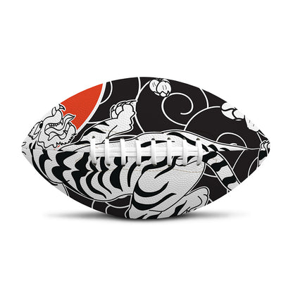 Japanese White Tiger Tattoo Print Rugby Ball