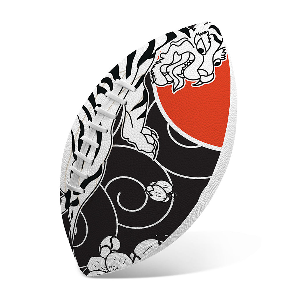 Japanese White Tiger Tattoo Print Rugby Ball