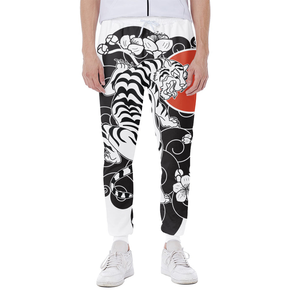 Japanese White Tiger Tattoo Print Scuba Joggers