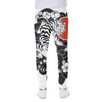 Japanese White Tiger Tattoo Print Scuba Joggers