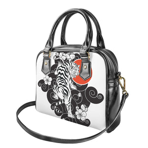 Japanese White Tiger Tattoo Print Shoulder Handbag