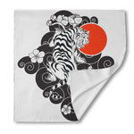 Japanese White Tiger Tattoo Print Silk Bandana