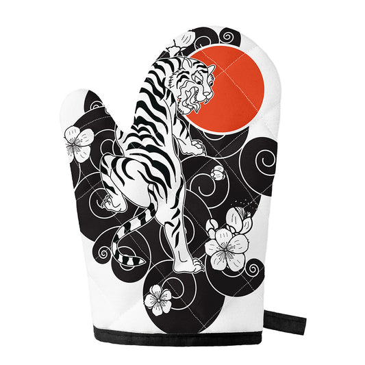 Japanese White Tiger Tattoo Print Single Oven Mitt