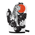 Japanese White Tiger Tattoo Print Single Oven Mitt