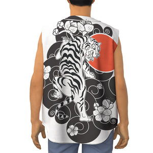 Japanese White Tiger Tattoo Print Sleeveless Baseball Jersey