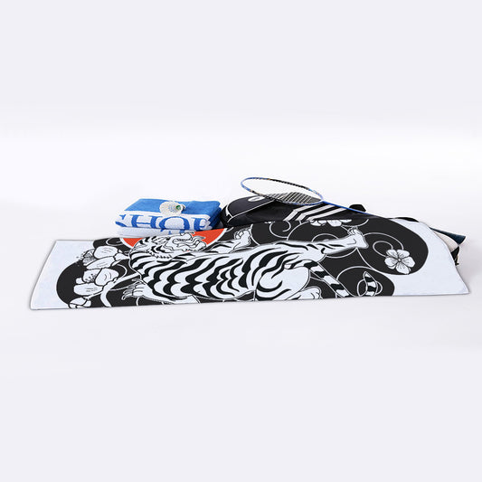Japanese White Tiger Tattoo Print Sports Towel