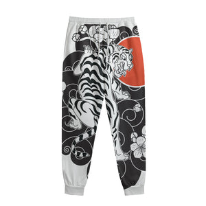 Japanese White Tiger Tattoo Print Sweatpants