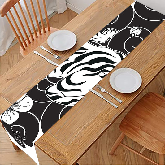 Japanese White Tiger Tattoo Print Table Runner