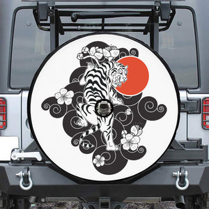 Japanese White Tiger Tattoo Print Tire Cover With Camera Hole