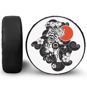 Japanese White Tiger Tattoo Print Tire Cover With Camera Hole