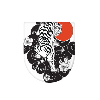 Japanese White Tiger Tattoo Print Toilet Lid Cover