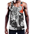 Japanese White Tiger Tattoo Print Men's Workout Tank Top