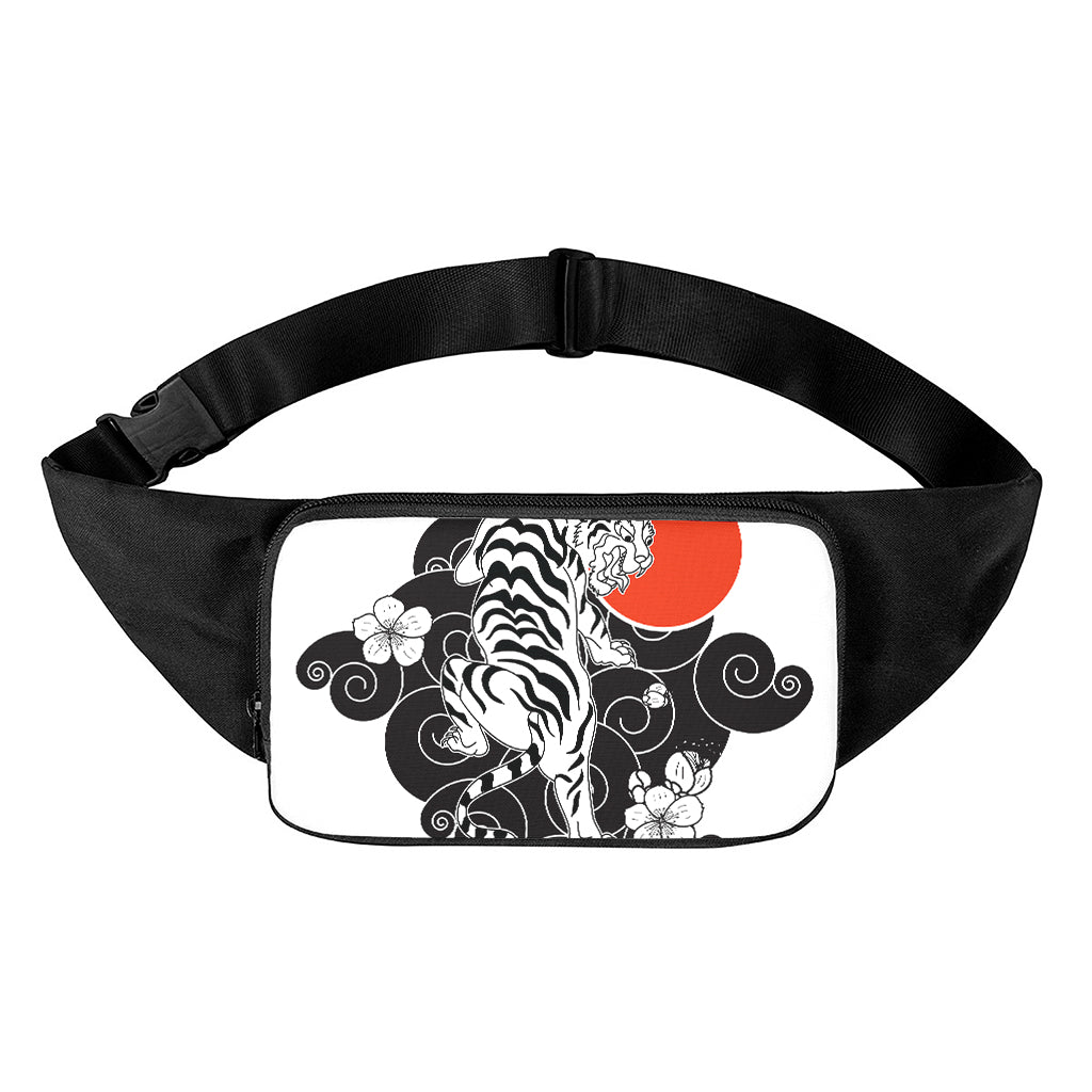 Japanese White Tiger Tattoo Print Waist Bag