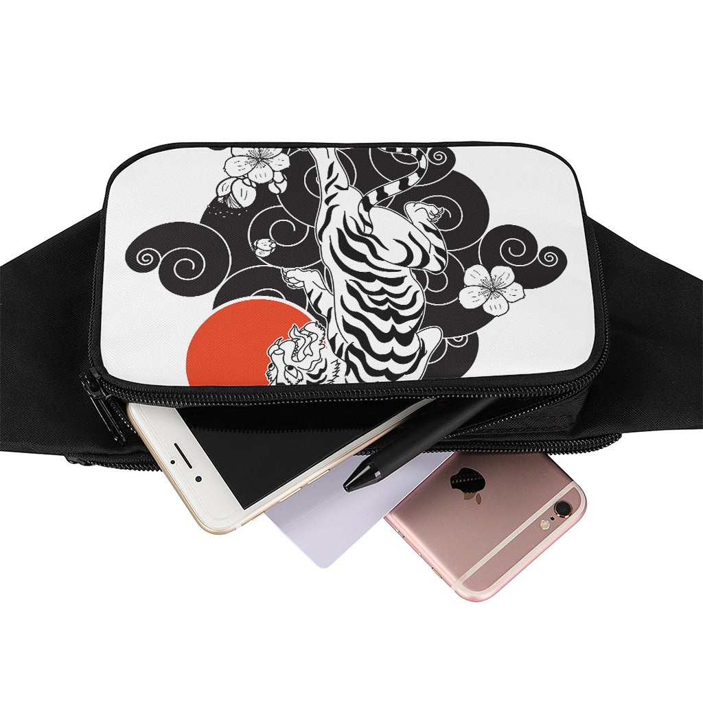 Japanese White Tiger Tattoo Print Waist Bag