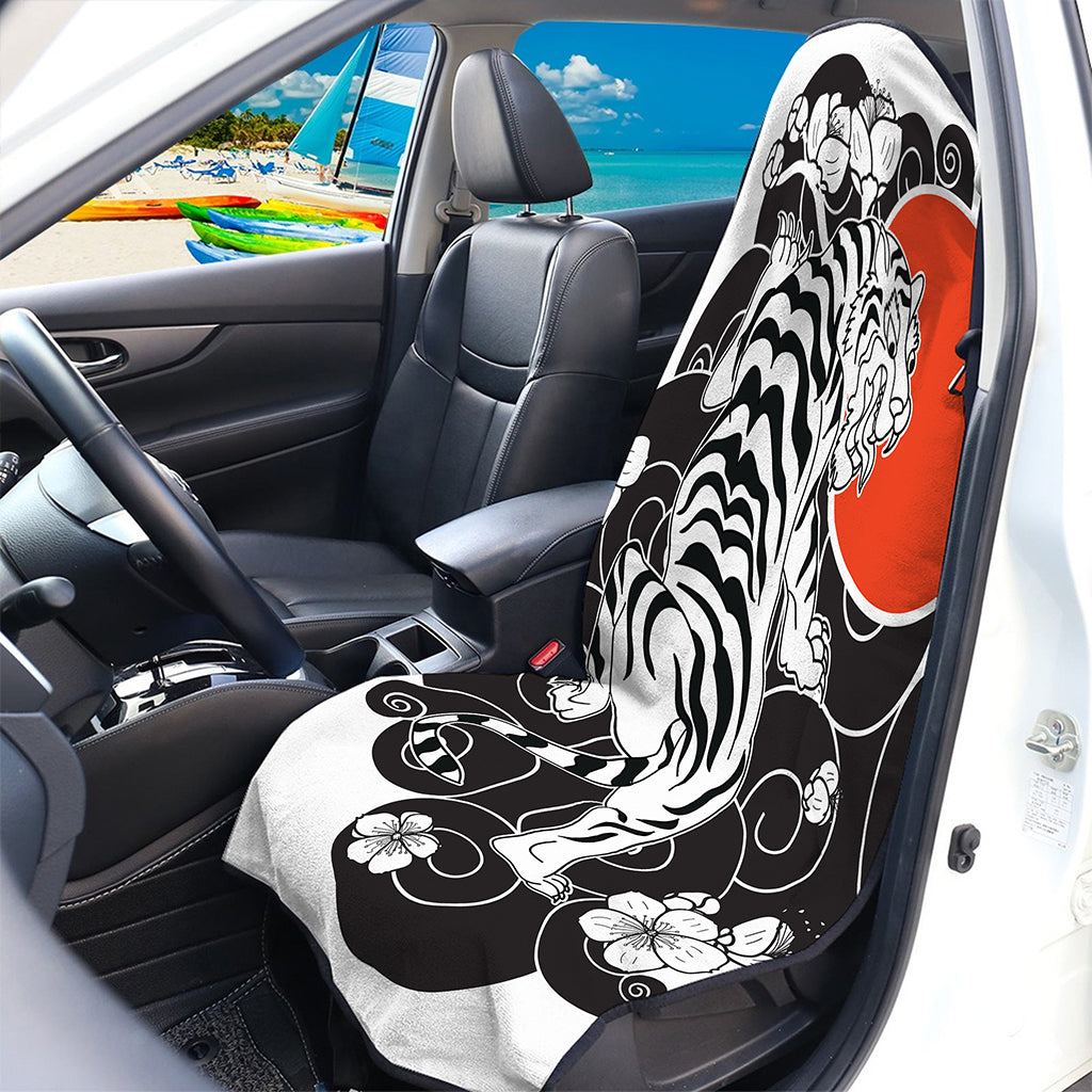 Japanese White Tiger Tattoo Print Waterproof Car Seat Cover
