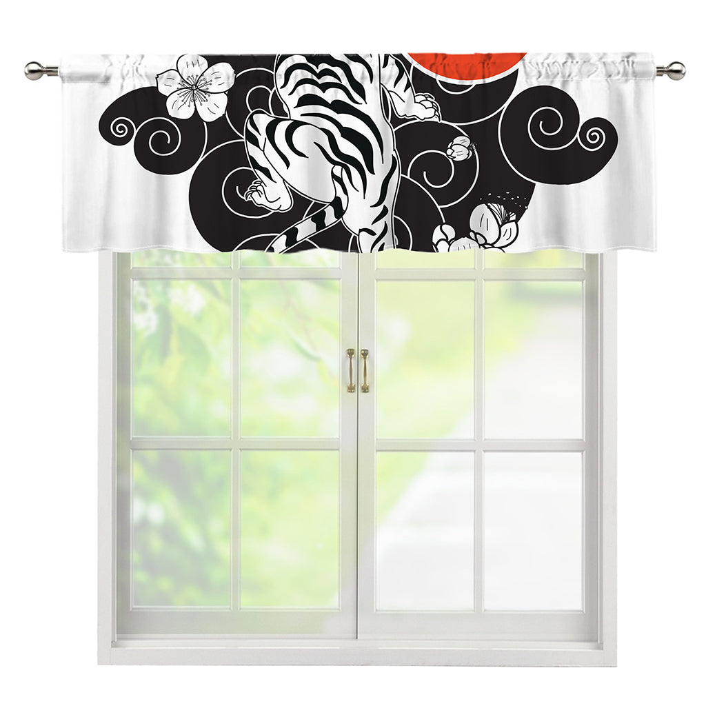 Japanese White Tiger Tattoo Print Window Valance