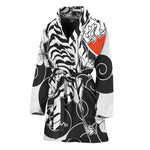 Japanese White Tiger Tattoo Print Women's Bathrobe