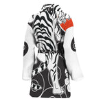 Japanese White Tiger Tattoo Print Women's Bathrobe