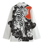 Japanese White Tiger Tattoo Print Women's Blazer