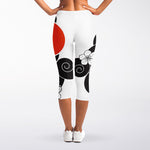 Japanese White Tiger Tattoo Print Women's Capri Leggings