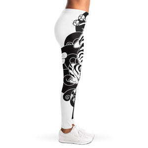 Japanese White Tiger Tattoo Print Women's Leggings