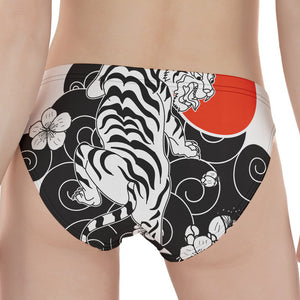 Japanese White Tiger Tattoo Print Women's Panties
