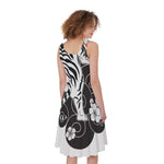 Japanese White Tiger Tattoo Print Women's Sleeveless Dress